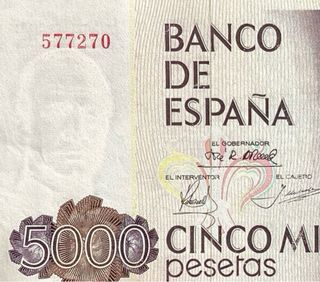 5000 PESETAS 1979 ~ SIN SERIE ~ REY JUAN CARLOS