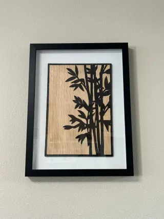 Cuadro pirograbado bambú