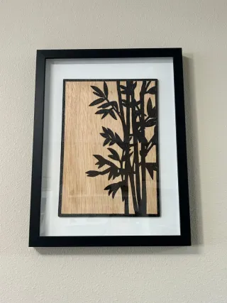Cuadro pirograbado bambú
