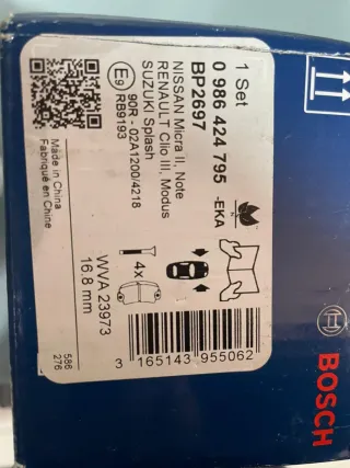 Pastillas Freno Coche Bosch Nuevas