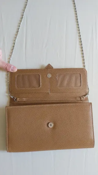 Monedero mujer piel marrón con cierre