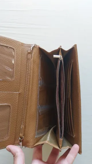 Monedero mujer piel marrón con cierre