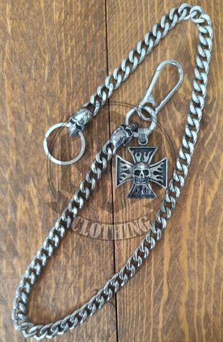 Catena portafoglio con teschio e croce