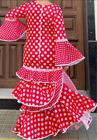 Traje Flamenca Lunares Rojo elástico Talla 48-54