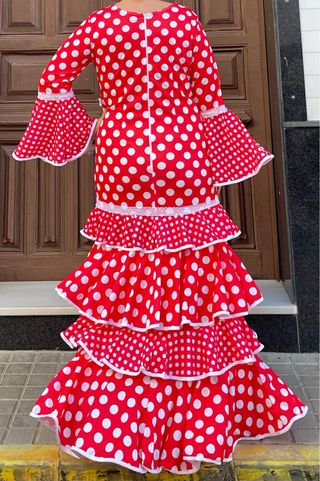 Traje Flamenca Lunares Rojo elástico Talla 48-54