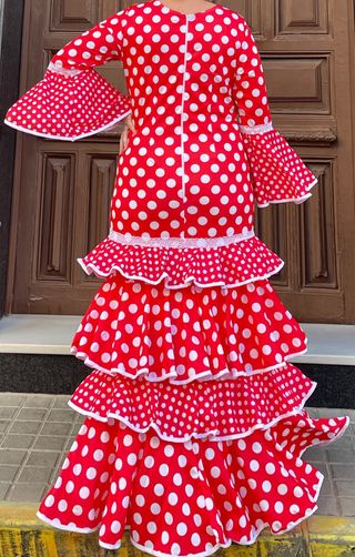 Traje Flamenca Lunares Rojo elástico Talla 48-54