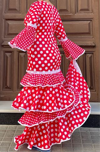 Traje Flamenca Lunares Rojo elástico Talla 48-54