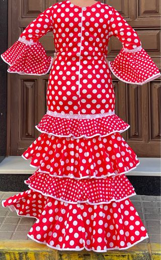 Traje Flamenca Lunares Rojo elástico Talla 48-54