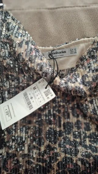 Vestido fiesta lentejuelas estampado suave print