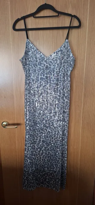 Vestido fiesta lentejuelas estampado suave print