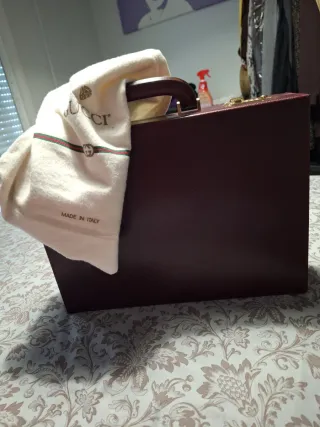 Valigetta Vintage Gucci Dorato e Bordeaux