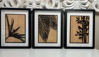 Set 3 Cuadros Pirograbados Madera
