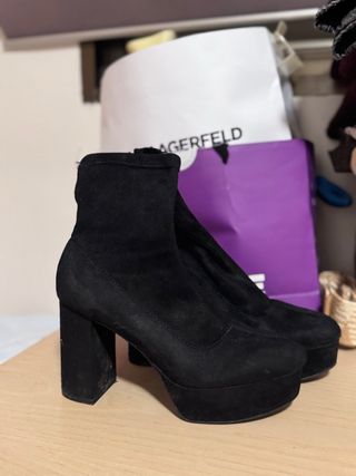 Botines negros plataforma tacón grueso