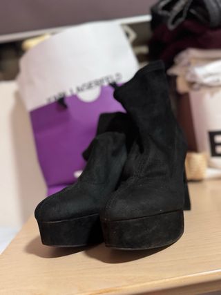 Botines negros plataforma tacón grueso