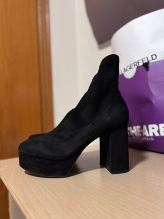 Botines negros plataforma tacón grueso