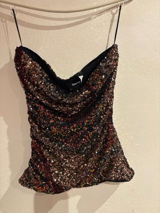 Top lentejuelas Desigual multicolor