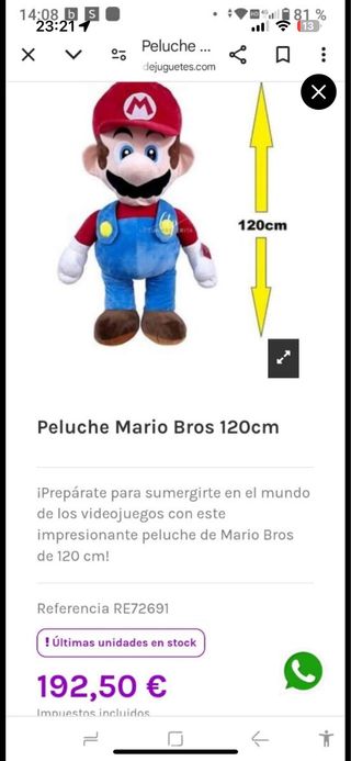 Peluche Mario Bross 1.2m chanderman