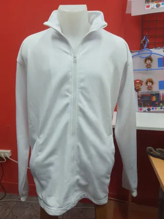 Sudadera cuello alto cremallera blanca