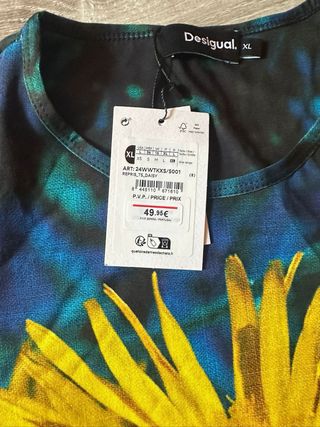 Camiseta Desigual talla M Flores Amarillas