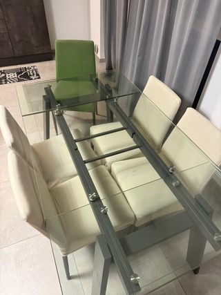 Set 5 sedie grigie + 1 verde