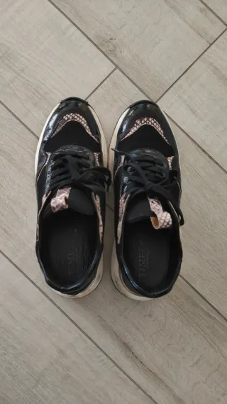 Sneakers donna nere con stampa pitone tg 40