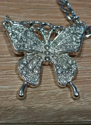 Collar mariposa y pulsera acero plateado