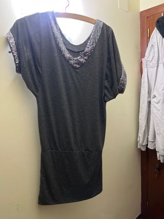Vestido gris lentejuelas