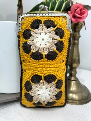 Funda gafas de ganchillo con cierre de boquilla