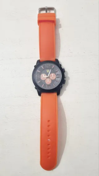 Reloj Correa Goma Negra y Naranja