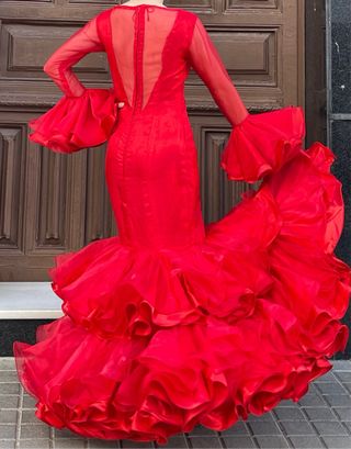 Traje de flamenca rojo EXCLUSIVO PRECIOSO T3436