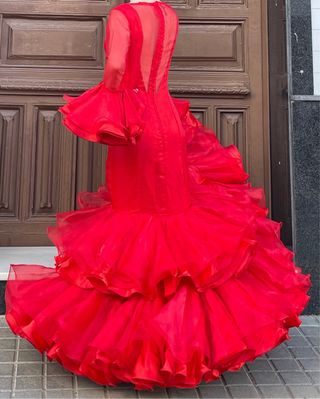 Traje de flamenca rojo EXCLUSIVO PRECIOSO T3436