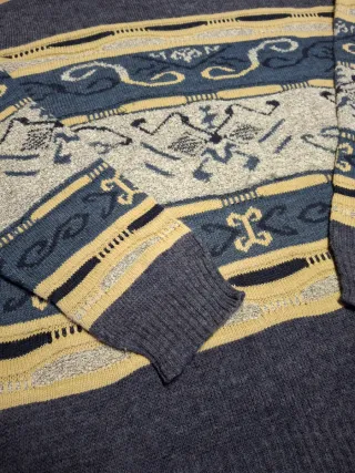 Pullover Uomo Vintage Blu Grigio