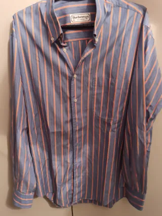 Camisa Burberrys de Londres Rayas Azul Naranja Tal