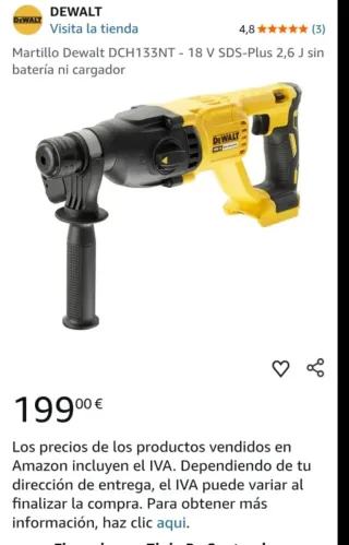 Taladro percutor Dewalt DCH133NT 18V