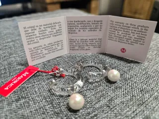 Pendientes Majorica Perla y Aro Transparente