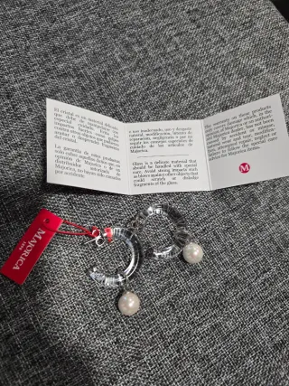 Pendientes Majorica Perla y Aro Transparente