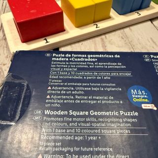 Puzzle Madera Montessori Playtive Cuadrados 1+