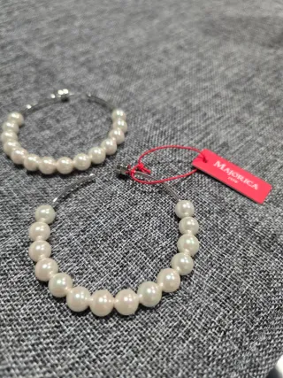 Pendientes Aro Majorica Perlas Blancas