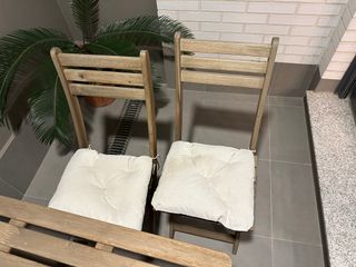 Conjunto mesa y sillas madera exterior