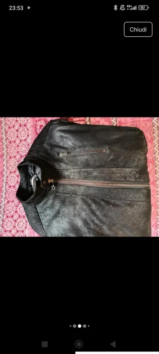 Giubbotto in pelle uomo nero/grigio