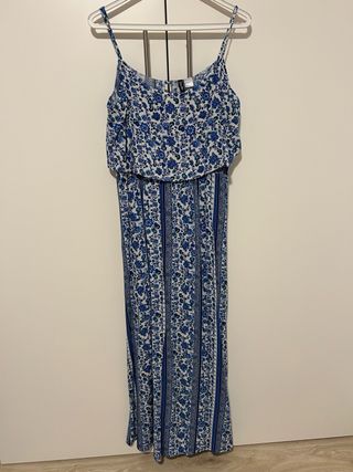 Vestido largo H&M floral azul y blanco