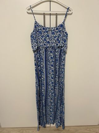 Vestido largo H&M floral azul y blanco