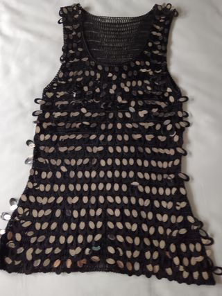Top fiesta lentejuelas negro y plata