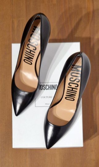 Decolletè con tacco, pelle, nero, Moschino, n.40