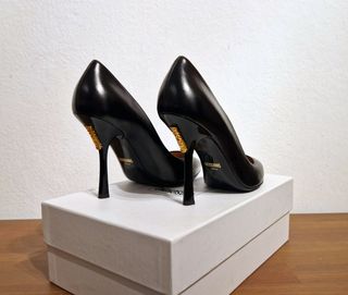 Decolletè con tacco, pelle, nero, Moschino, n.40