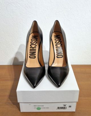 Decolletè con tacco, pelle, nero, Moschino, n.40