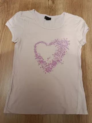 Camiseta Zara Corazón Mariposas Talla M