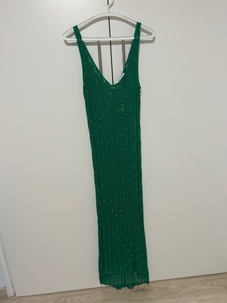 Vestido largo verde de crochet