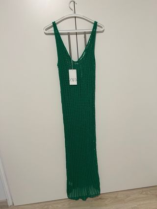 Vestido largo verde de crochet