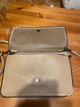 Bolso de flecos beige mujer